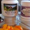 Gluten-Free Allergy-Friendly Peach Cobbler: Brown rice protein powder and calcium powder