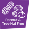 A purple graphic of a jar of different types of nuts with the words: Peanut &amp; Tree Nut Free: A purple graphic of a jar of different types of nuts with the words: Peanut &amp; Tree Nut Free
