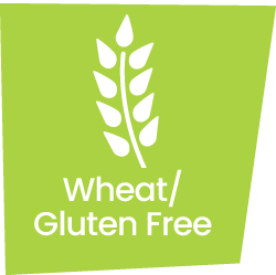 A green graphic of a jar of wheat with the words: Wheat and Gluten Free