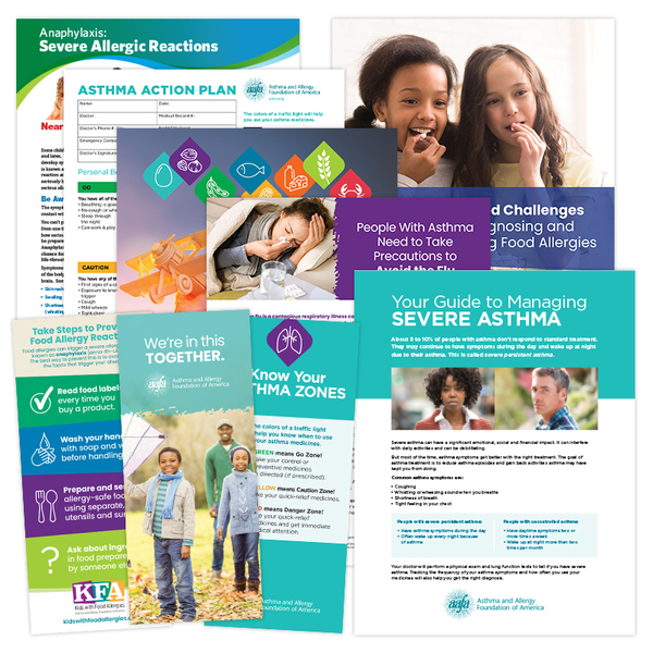 A group of asthma and food allergy educational handouts