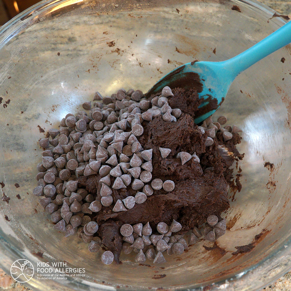 A picture of chocolate allergy-friendly cake mix cookies with chocolate chips