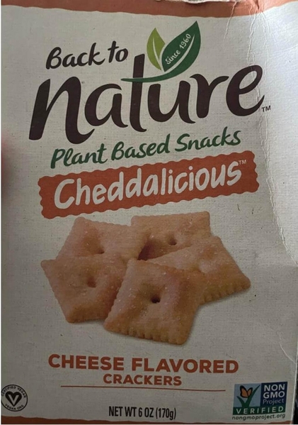 Back to Nature Cheddalicious Cheese Flavored Crackers Egg Milk Allergy Alert Label 1