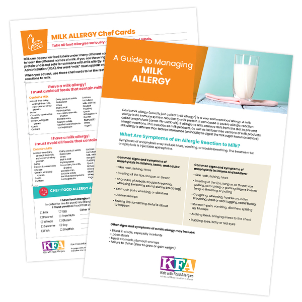 A picture of A Guide to Managing Milk Allergy and Chef Cards