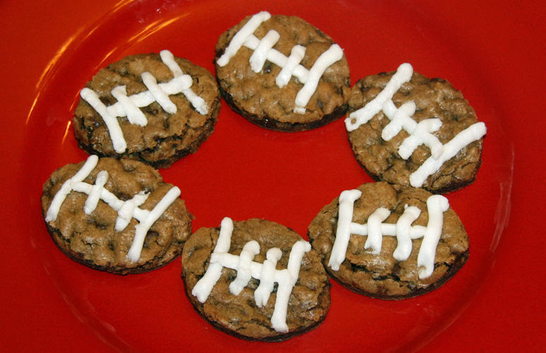 Chewy Cookie Footballs, free of the top 8 allergens (milk, egg, soy, wheat, peanut, tree nuts, fish and shellfish)