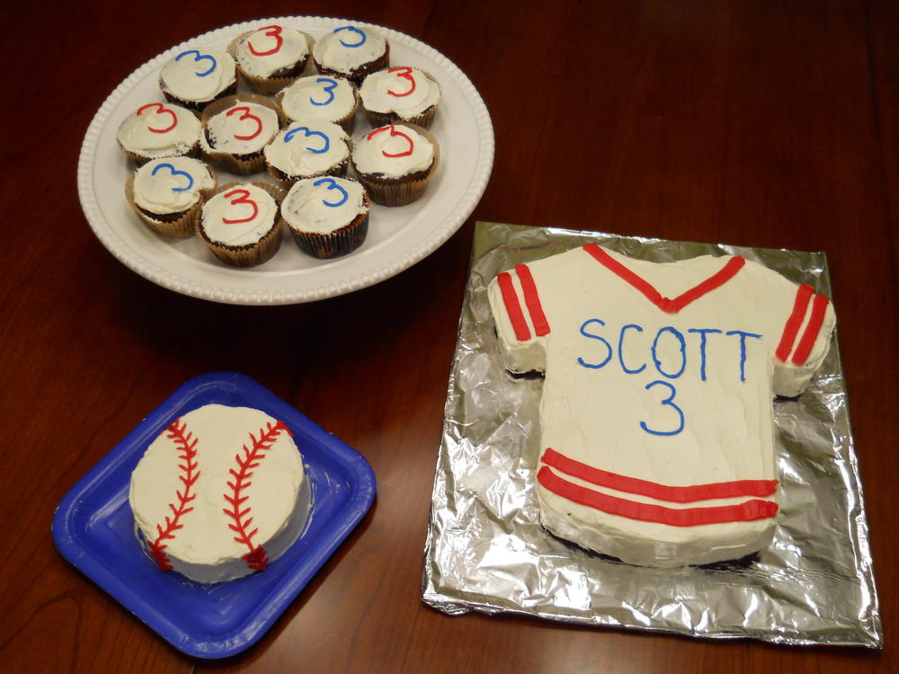 Scott's 3rd B-Day baseball themed cakes free of peanuts and tree nuts